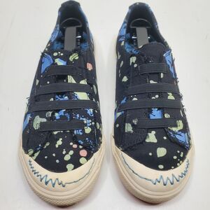 Rock & Candy Trippy ART Distressed Women's Canvas Slip On Sneakers Shoes Sz 9.5